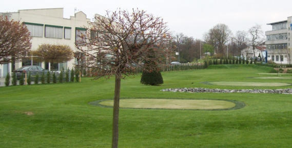 Golf Kurzplatz mit Kunstrasen Golfgreens